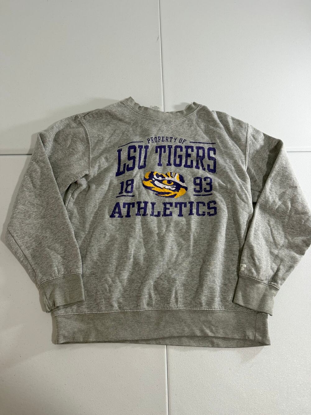 Vintage LSU Tigers Sweatshirt Mens M Gray Russell Athletics Crewneck 1893
